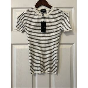 Emporio Armani Ribbed Stripe Knit Top Crewneck